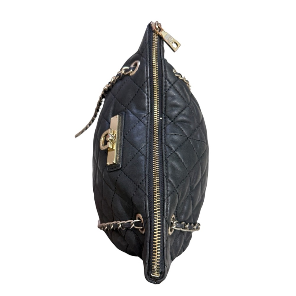 DKNY Quilted Black Leather Chain Strap Shoulder Bag - Picture 6 of 11